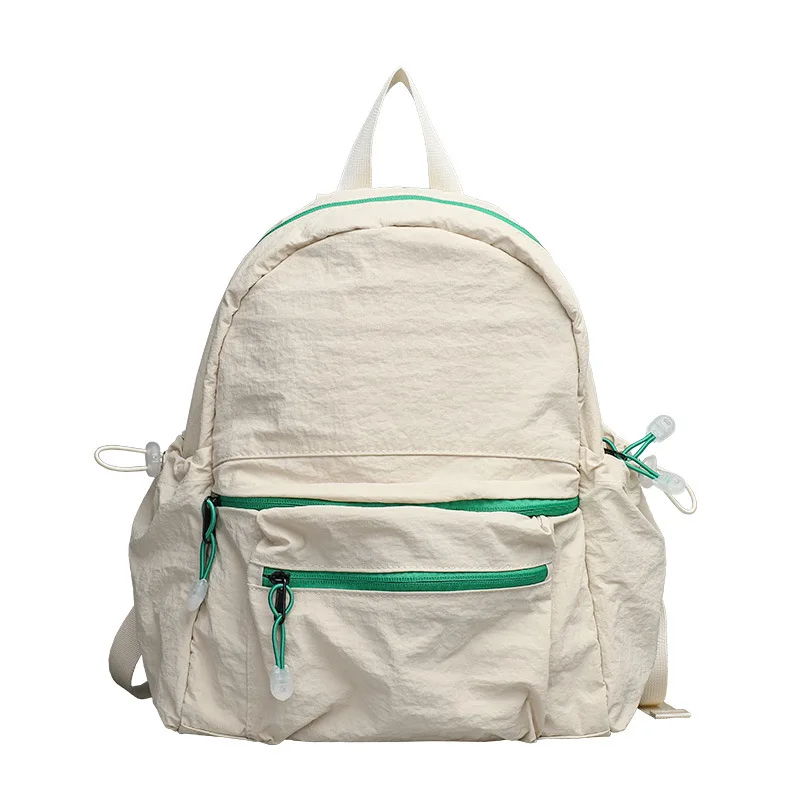 Casual and Artistic Canvas Backpack with Drawstring Design and Color-blocking Style for Women