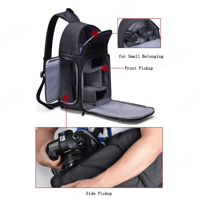 Camera Bag DSLR Bag Padding Shoulder Carrying Bag Photography Accessory Travel Case Waterproof Anti-Shock For Canon/Nikon/Sony