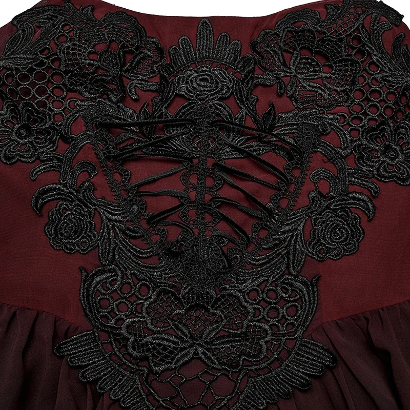 PUNK RAVE Women\'s Gothic Gorgeous Black and Red Gradient Chiffon Slip Dress Party Club Sexy Long DressesTwo Colors Available