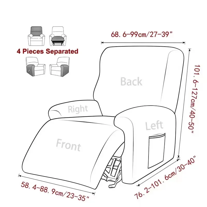 4 pieces Waterproof Recliner Sofa Cover for Living Room Elastic Reclining Chair Cover Protection Lazy Boy Relax Armchair Cover