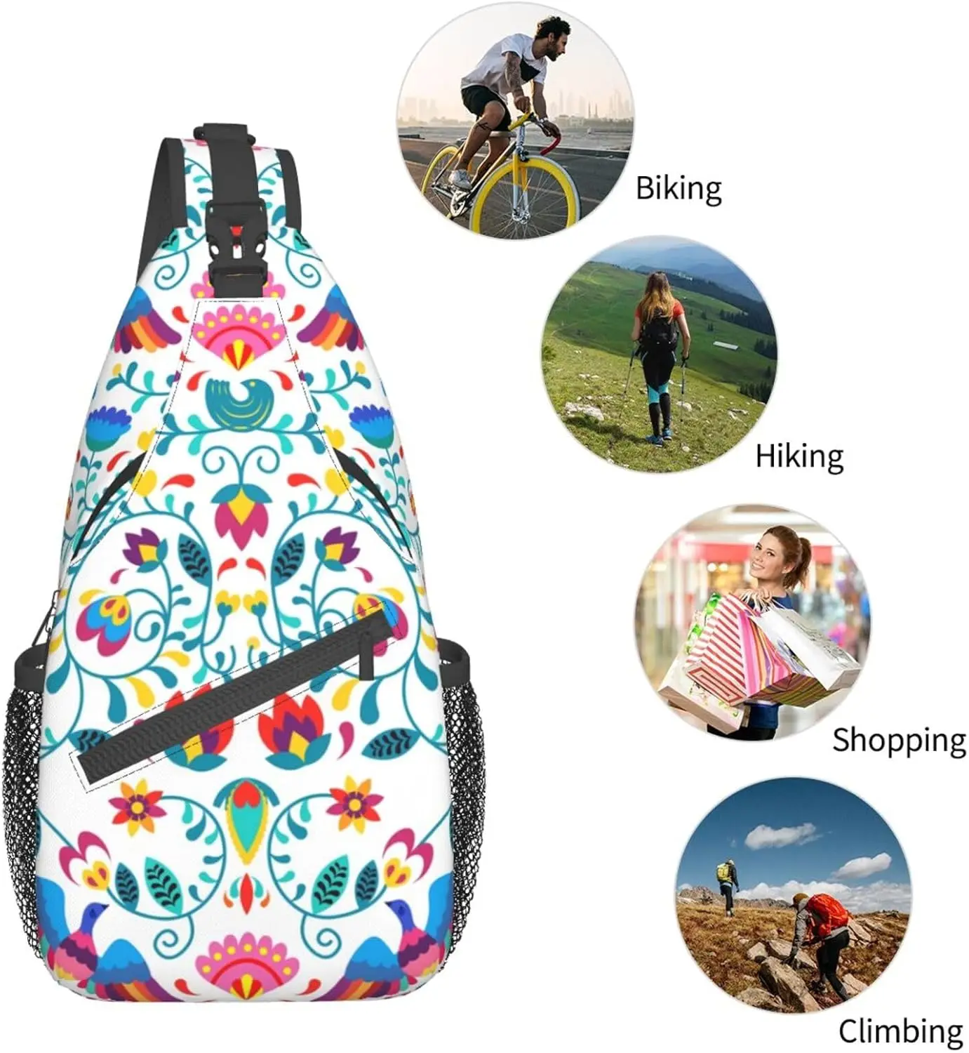 Mexican Fiesta Mexico Dia De Los Muertos Floral Cinco De Mayo Sling Bag for Women Men Crossbody Shoulder Fashion Lightweight