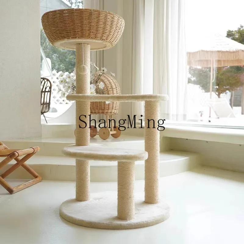 

Вертикальная лестница-когтеточка FG из ротанга для кошек: интегрированная конструкция, не занимает много места, большая, из прочной древесины и пеньковой веревки.