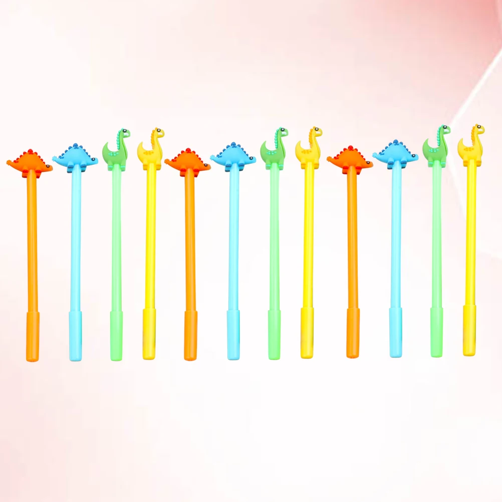 

12 Pcs Dinosaur Signature Pen Cartoon Gel Pens Stylish Adorable Cute Yellow Fashion