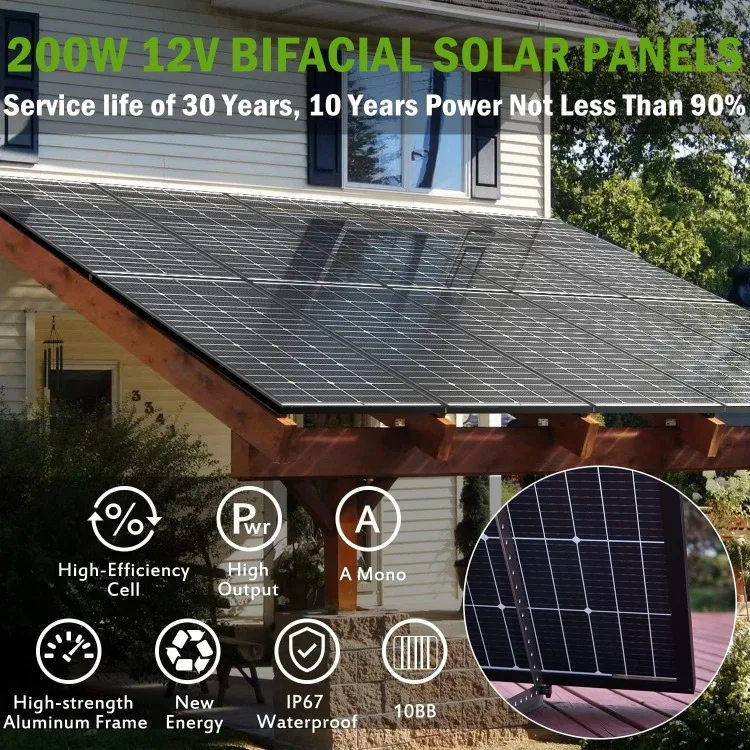 Bifacial 400 Watt Solar Panel 12V 10BB Monocrystalline Solar Panels High Efficiency Solar Module