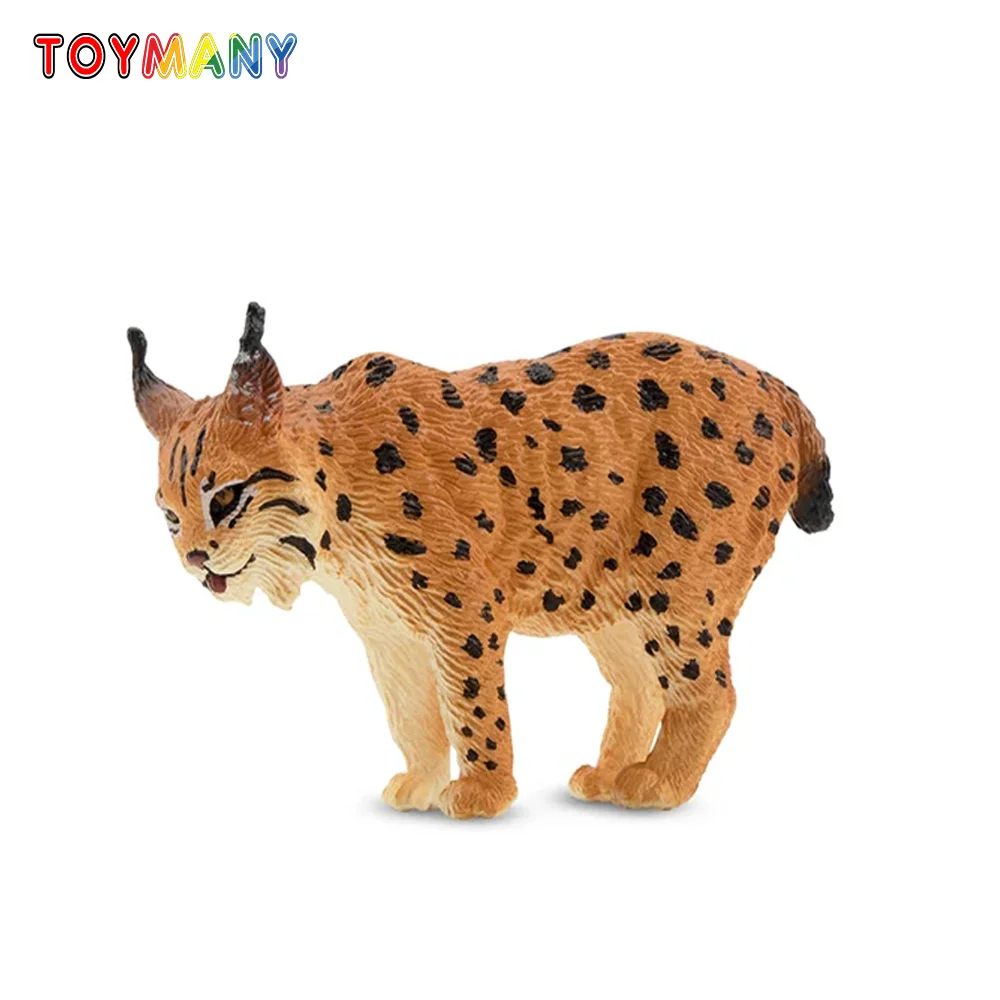 Toymany Simulation Lynx Wildlife Animal Model Toy Mini Figures Dolls Action Figurines Toys for Children Gift Cake Decoration