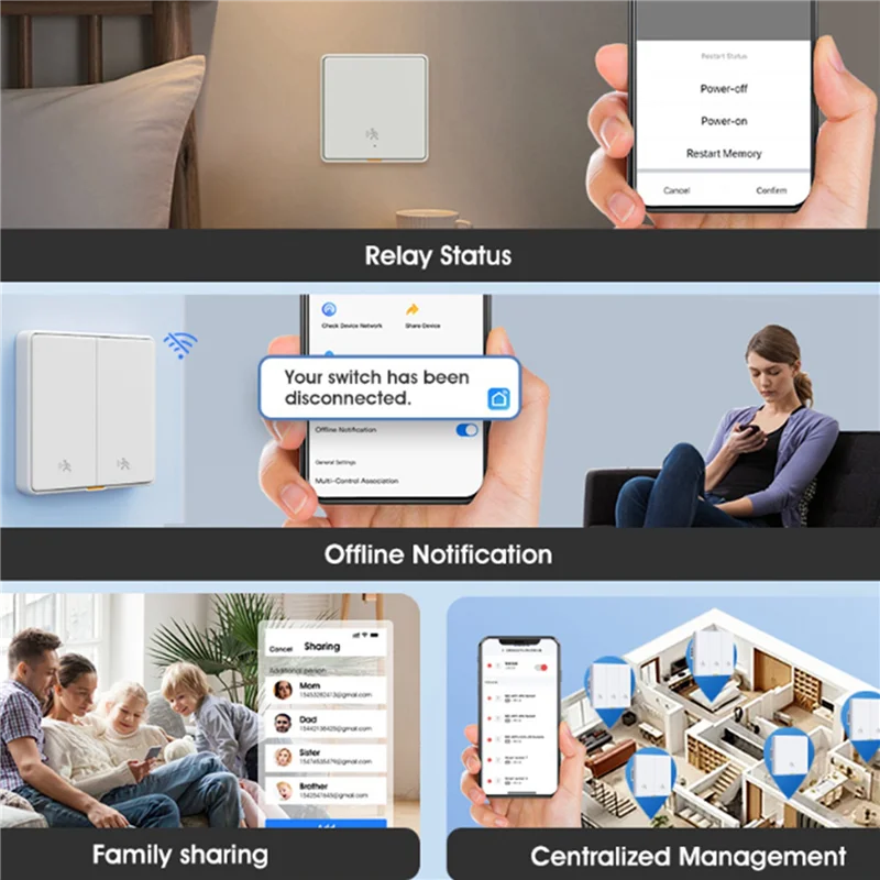 ABKQ-2X Tuya Zigbee 3,0 выключатель света с радарным 6 м датчиком сигнализации обнаружения движения человека не требуется нейтральный провод переключатель белый