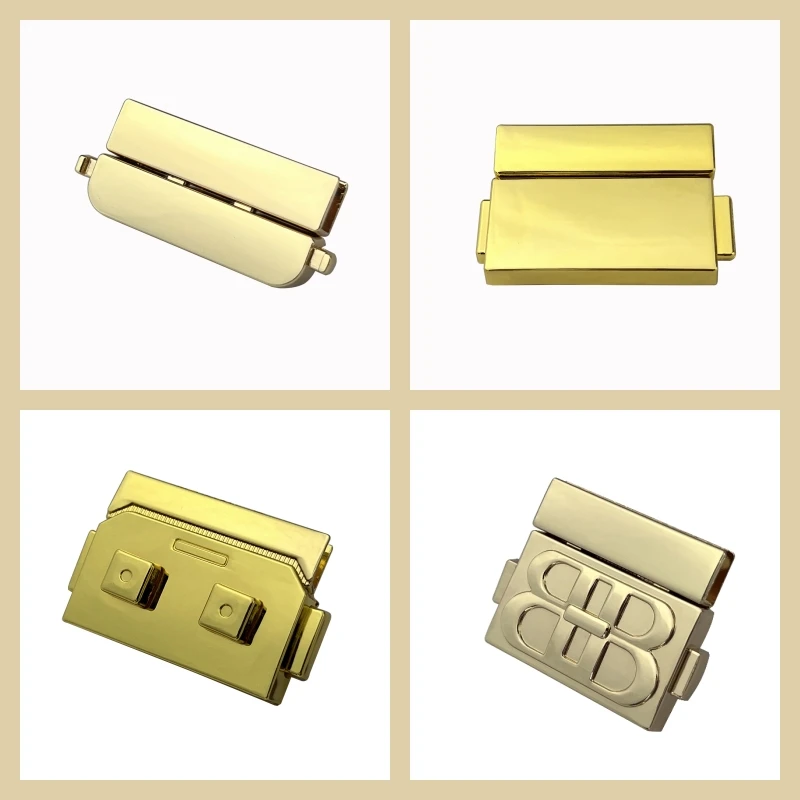 Bag Lock Push Purse Press Locks Handbags Decorative Hardware Accessories for Purse Travel Bag Parts Metal Square According Lock