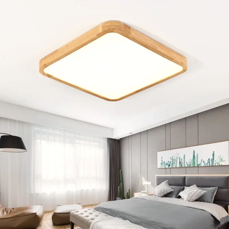 Nordische Holz Decken leuchte minimalist ische LED runde quadratische Schlafzimmer Wohnzimmer Balkon Büro Innendekoration Home Lampe Leuchten