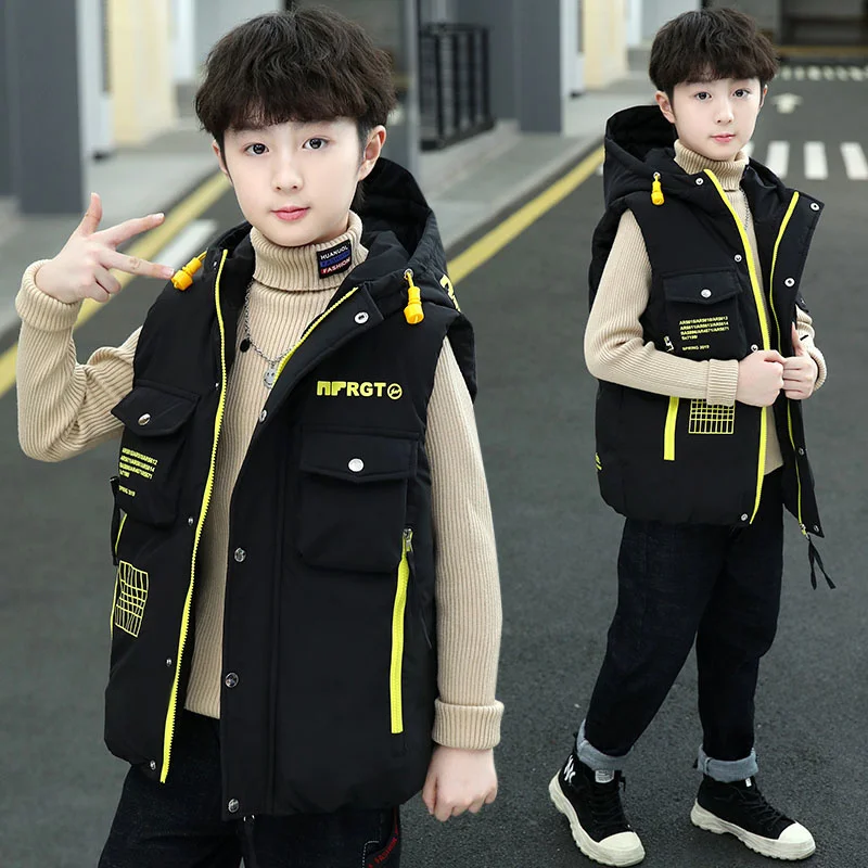 

2024 Autumn girl Winter clothes Children Hoodies Jacket Kids Casual Waistcoat Boy Thicken Warm Long Vest Teenager Coat Outerwear