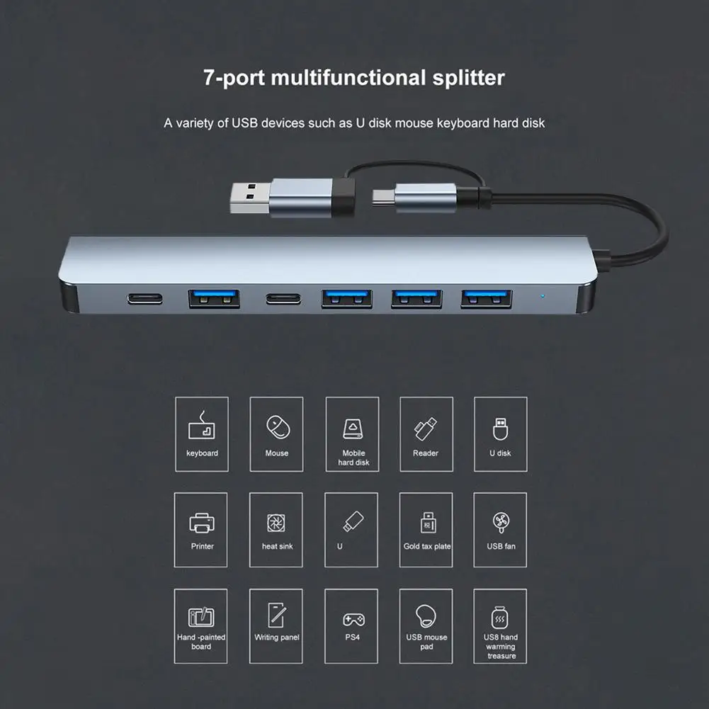 8 In 1 Type C Hub Dockingstation Met Kaartlezer En Audio Voor Pc Hub Dock Station 5Gbps High Speed Transmissie Usb Spli G 0X9