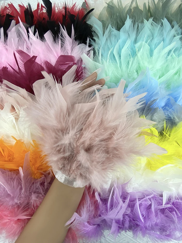 Fluffy Fur Feather Cuffs Women Real Fur Ostrich Feather Arm Cuff Fashion Suit Top Hand Cuffs Accessories Snap Bracelets 35 Color