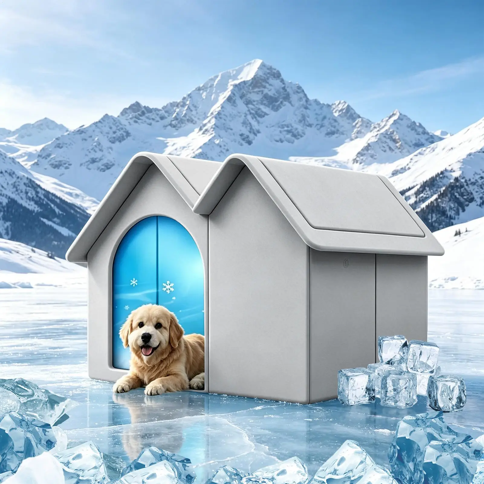 Cooling Cat House for Summer Semi-Enclosed Ice Pet Cave Summer Cat House with 3 Ice Boxes for Outdoor Garden Backyard Patio Lawn view 5