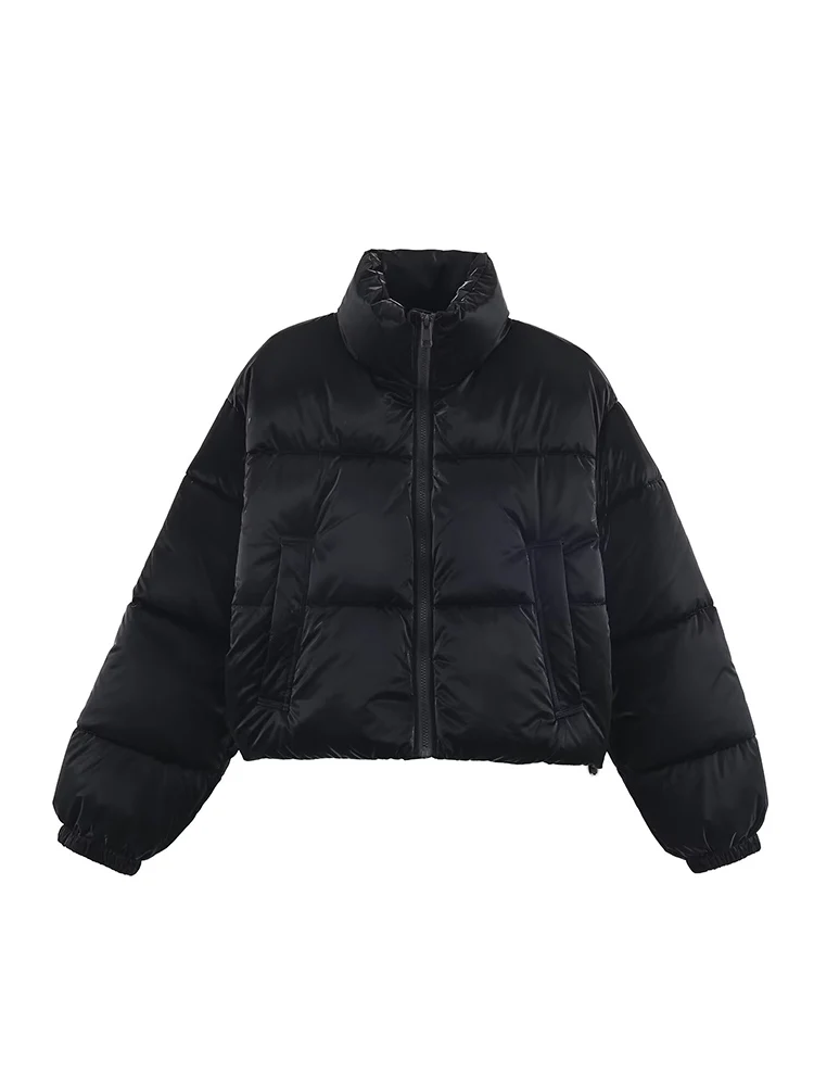 معاطف قطنية منتفخة غير رسمية جديدة للنساء بياقة واقفة وسحاب وأكمام طويلة ملابس خروج دافئة لشتاء 2025 سترة نسائية أنيقة #2