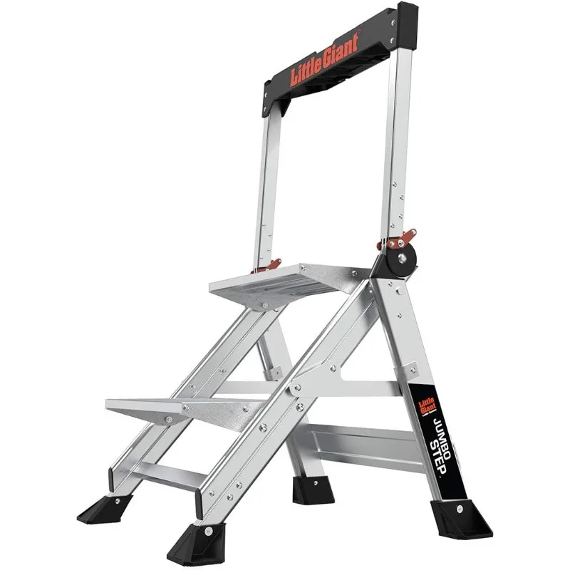 

Little Giant Ladders, Jumbo Step, 2-Step, 2 foot, Step Stool, Aluminum, Type 1AA, 375 lbs weight rating, Silver