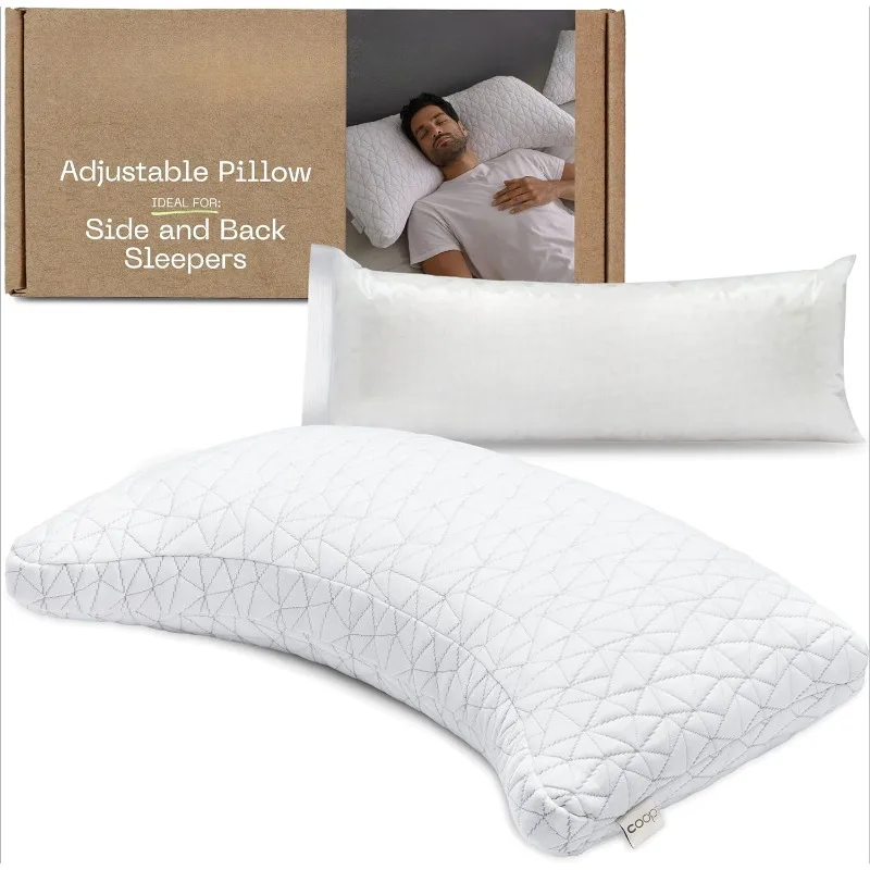 Original Crescent Adjustable Pillow,Neck & Head Support,Crescent Foam Pillows-Medium Firm for Back & Side Sleeper