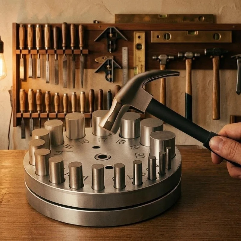 17 Hole Punch Jewellery Round Silver Soldering Plate Coin Ring Bell Maker 5 Hole Punch Jewellery Gold Beating Tool