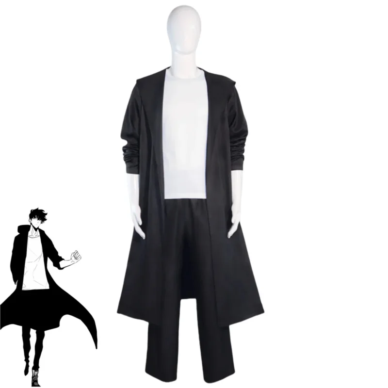 CyAnime Solo Leveling Season 2, Jin Woo Sung, карнавальный костюм Chugong H-goon, черный плащ, футболка, парик, мужской и женский костюм на Хэллоуин