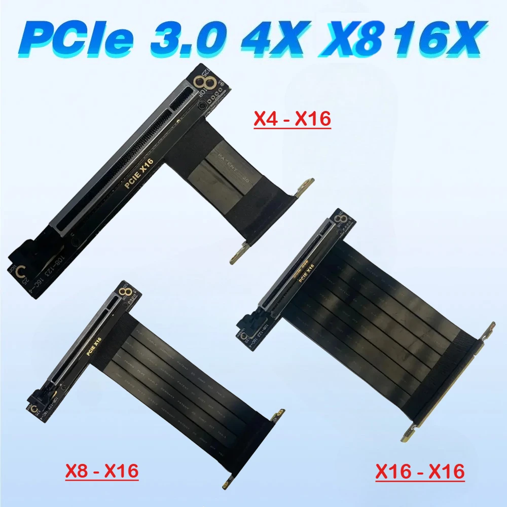 

Double 90 Degree Video Card Extension Cable 4X 8X PCI Express x4 x8 x16 to x16 Riser Cable for Graphics Vertical Right Angle GPU
