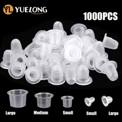 Tazas de tinta de tatuaje de silicona, 1000 Uds., desechables, Microblading, tatuaje, pigmento de maquillaje permanente, soporte, tapas de contenedor, suministro de tamaño S/L