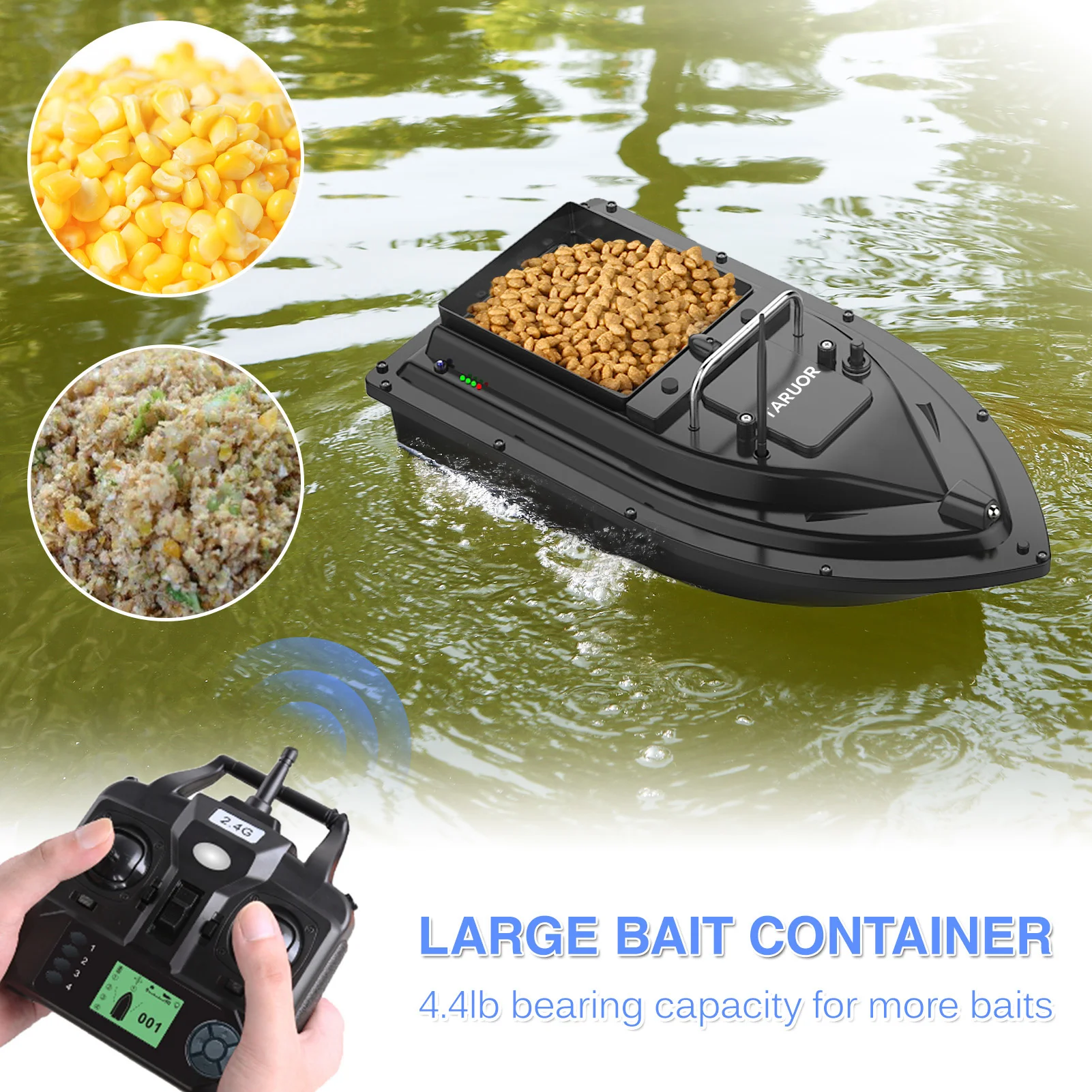 

Outdoor GPS Fishing Bait Boat with Large Bait Container Automatic Bait Boat with 400-500M Remote Range Fish Finder Ship Device