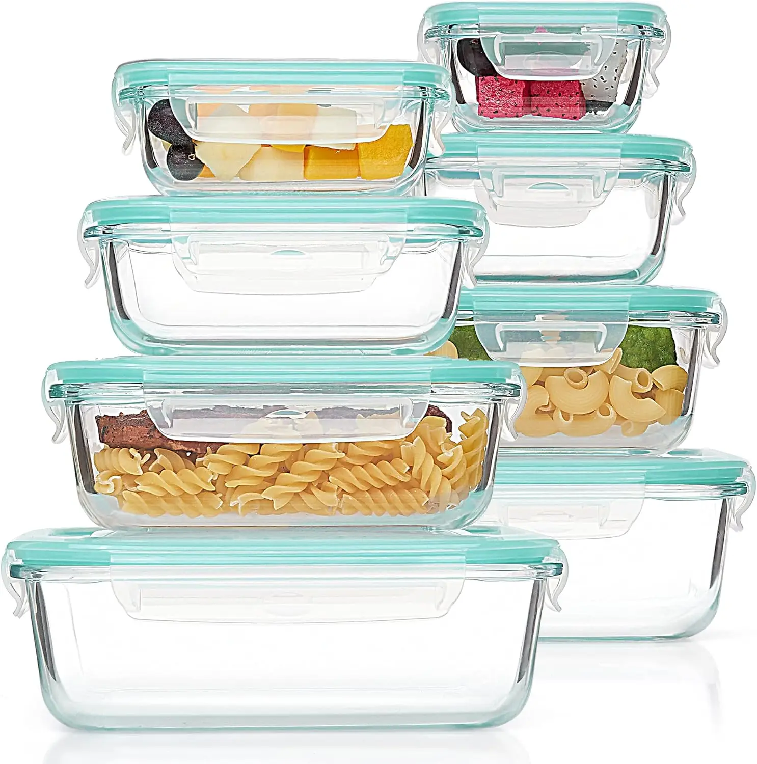 

8 Pack Glass Food Storage Containers , Meal Prep , Airtight Bento Boxes with Leak Proof Locking Lids, for Microwave