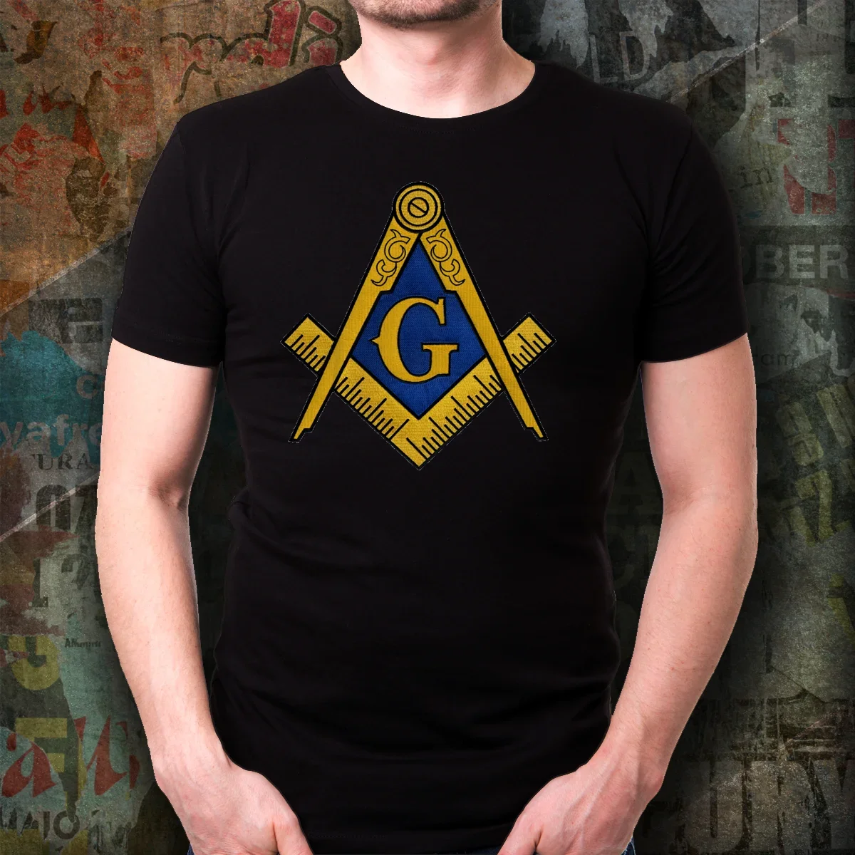 Masonic Square and Compass Symbol Freemason T-Shirt 100% Cotton O-Neck Summer Short Sleeve Casual Mens T-shirt Size S-3XL