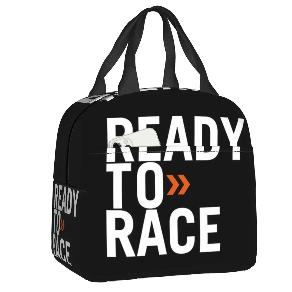 Ready To Race Logo Insulated Lunch Tote Bag Racing Sport Motorcycle Rider Portable Thermal Cooler Bento Box Work School Travel