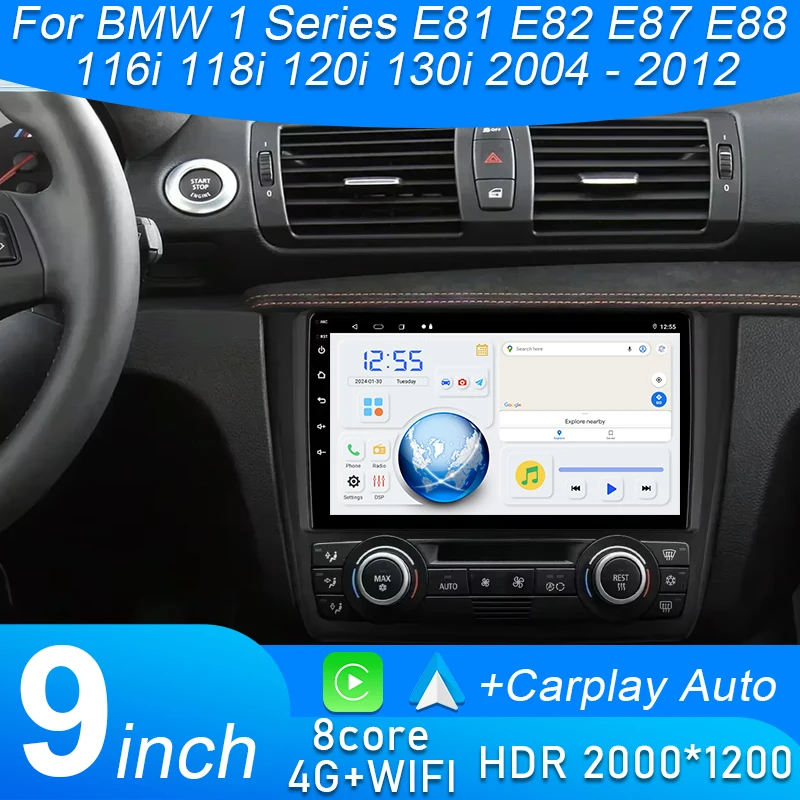

Головный блок 4G для BMW 1 серии E81 E82 E87 E88 116i 118i 120i 130i 2004-2012 Мультимедийный BT-плеер Стерео Android 15 Автомобильный радиоприемник