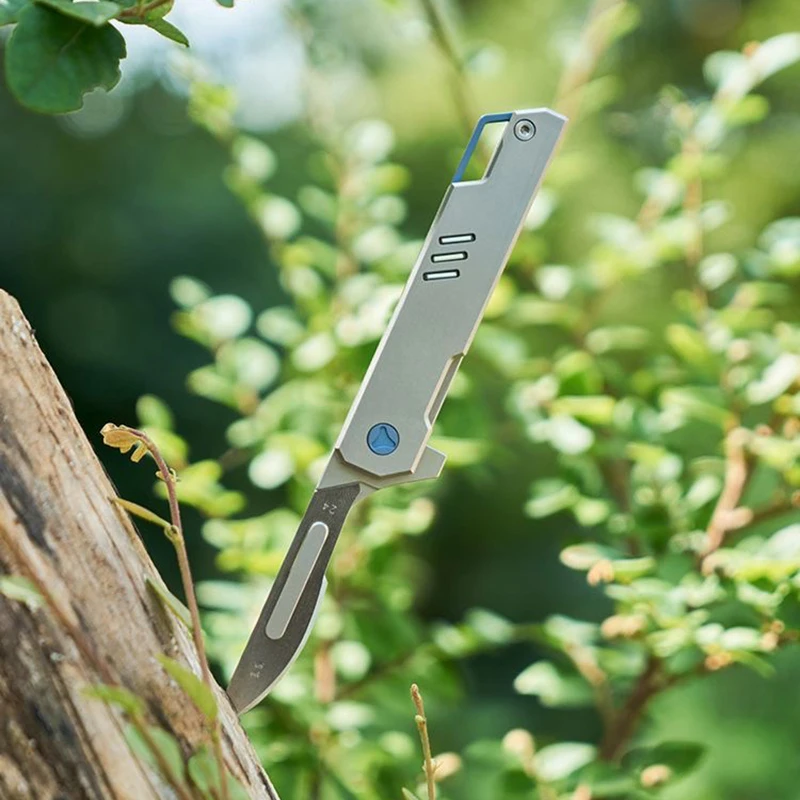 Imagem -05 - Titanium Alloy Quick Open Knife Lâminas Substituíveis Ferramenta Portátil Edc Equitação ao ar Livre Sobrevivência Novo 10 Blade No60 Tc4