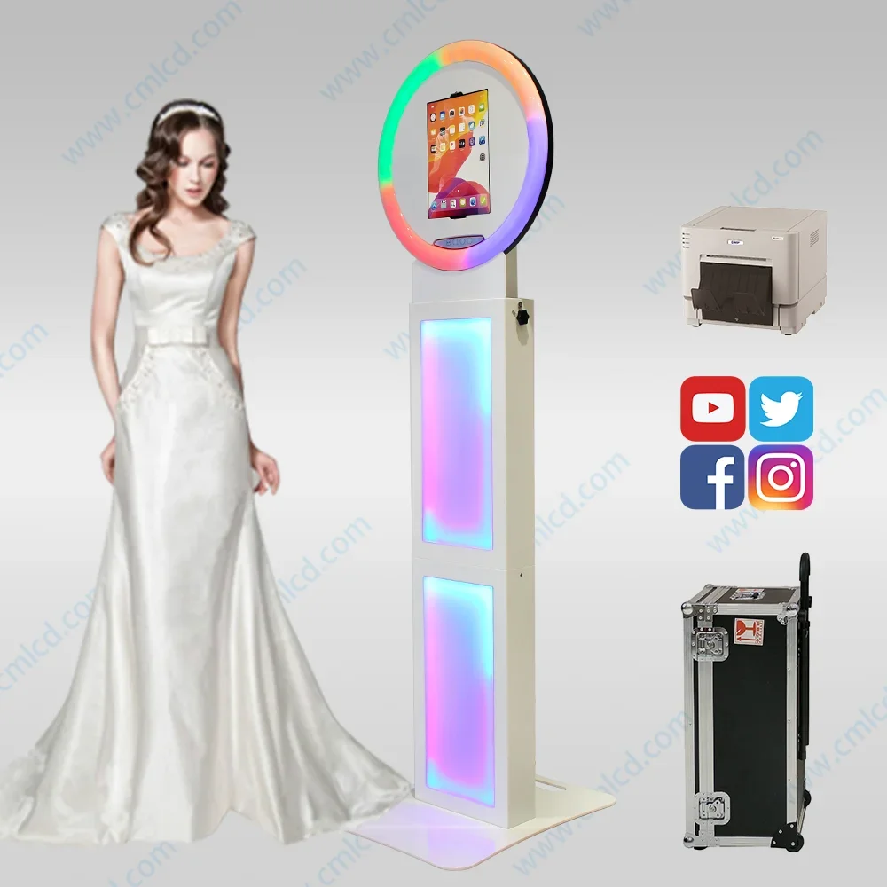 

iPad Photo Booth Kiosk With LED Ring Light: Portable and Stylish for Your Wedding Day