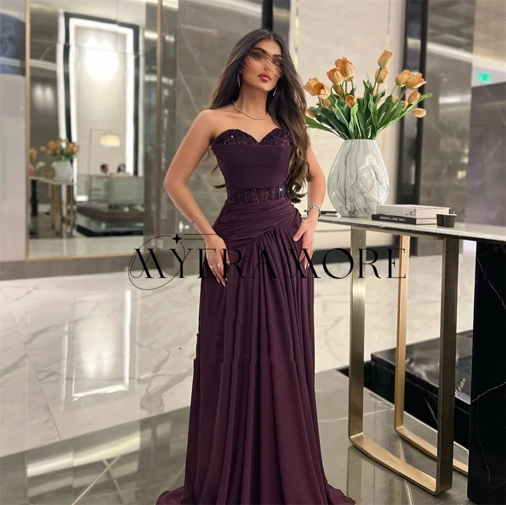 

Shiny Beaded Evening Dresses Purple Sweetheart Mermaid Pleat Prom Dresses Customized robes de soirée