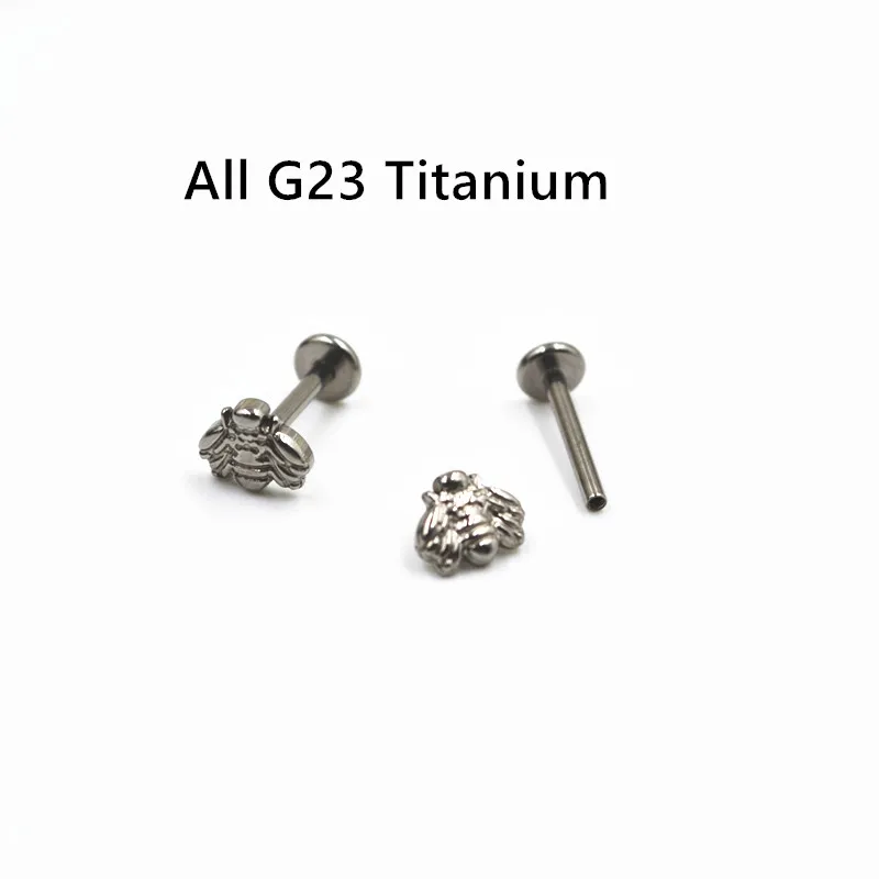 20pcs Body Jewelry Piercing -All G23 Titanium Bee 16G  Internal Thread Lip Labret Studs Ear Ring Rook Helix Bar Tragus Studs Hot