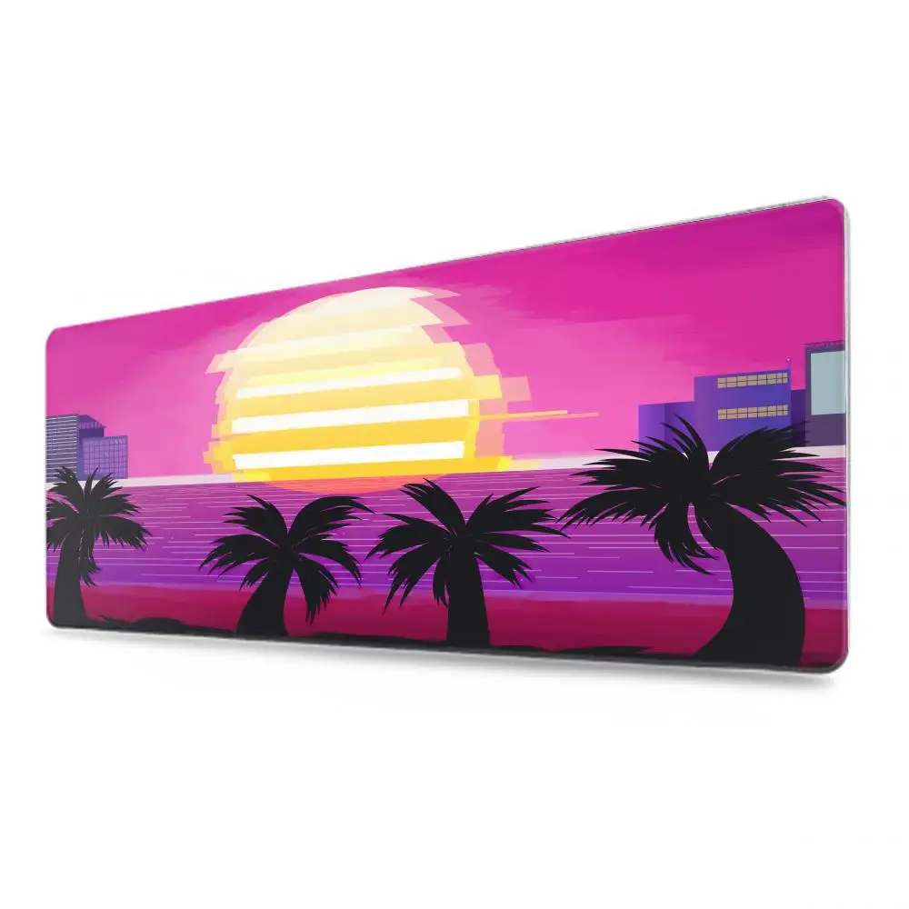 Alfombrilla de ratón de árbol de coco de neón, accesorios para juegos, alfombrilla de teclado XXL con borde de bloqueo grande, alfombrilla de mesa de 900x400mm, alfombrilla de ratón para juegos