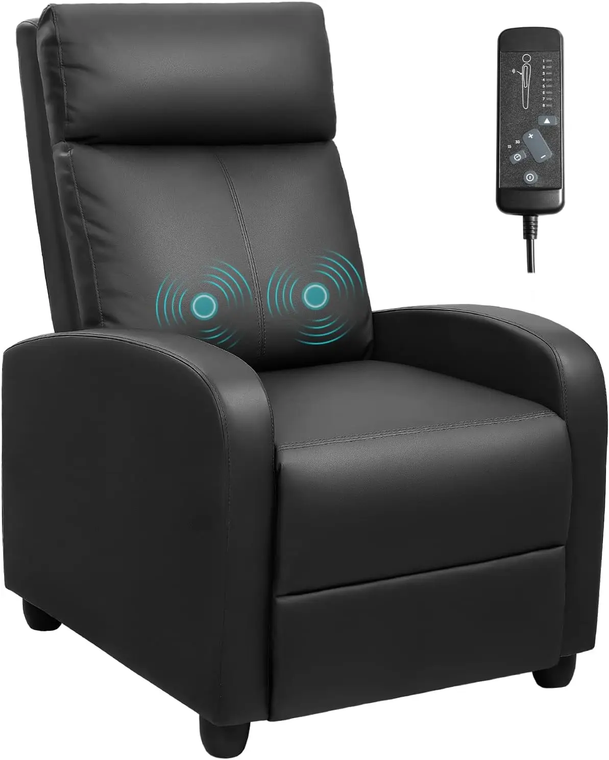 كرسي استرخاء أسود مع وسادة مبطنة - أريكة حديثة من جلد البولي يوريثان لغرفة المعيشة #1