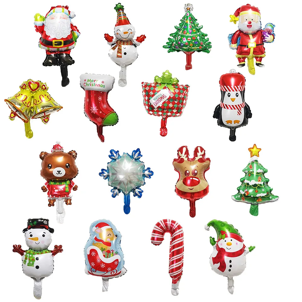 10/20pcs Mini Size Happy Christmas Day Foil Balloons Snowman Santa Claus Christmas Tree Decoration Party Supplies Globos