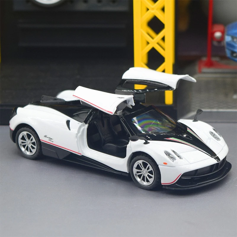1:36 Pagani Huayra Dinastia Supercar Legering Diecast Model Auto Geluid en Licht Trek kinderen Speelgoed Collectibles verjaardagscadeau