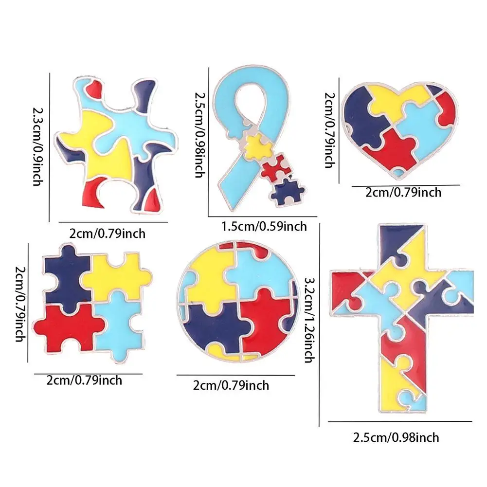 Rainbow Puzzle Brooch Autism Love Puzzle Cartoon Creativity Enamel Pin Clothes Bag Jewelry Brooch Jewelry Accessories