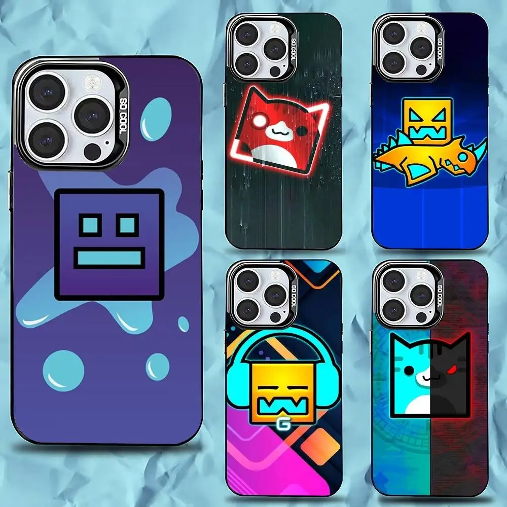 

Geometry Game Cover Phone Case For iPhone 16,15,14,13,12,11,Pro,Max,Plus,Mini,XS,SE Anti Fall Black Matte Hard Bumper