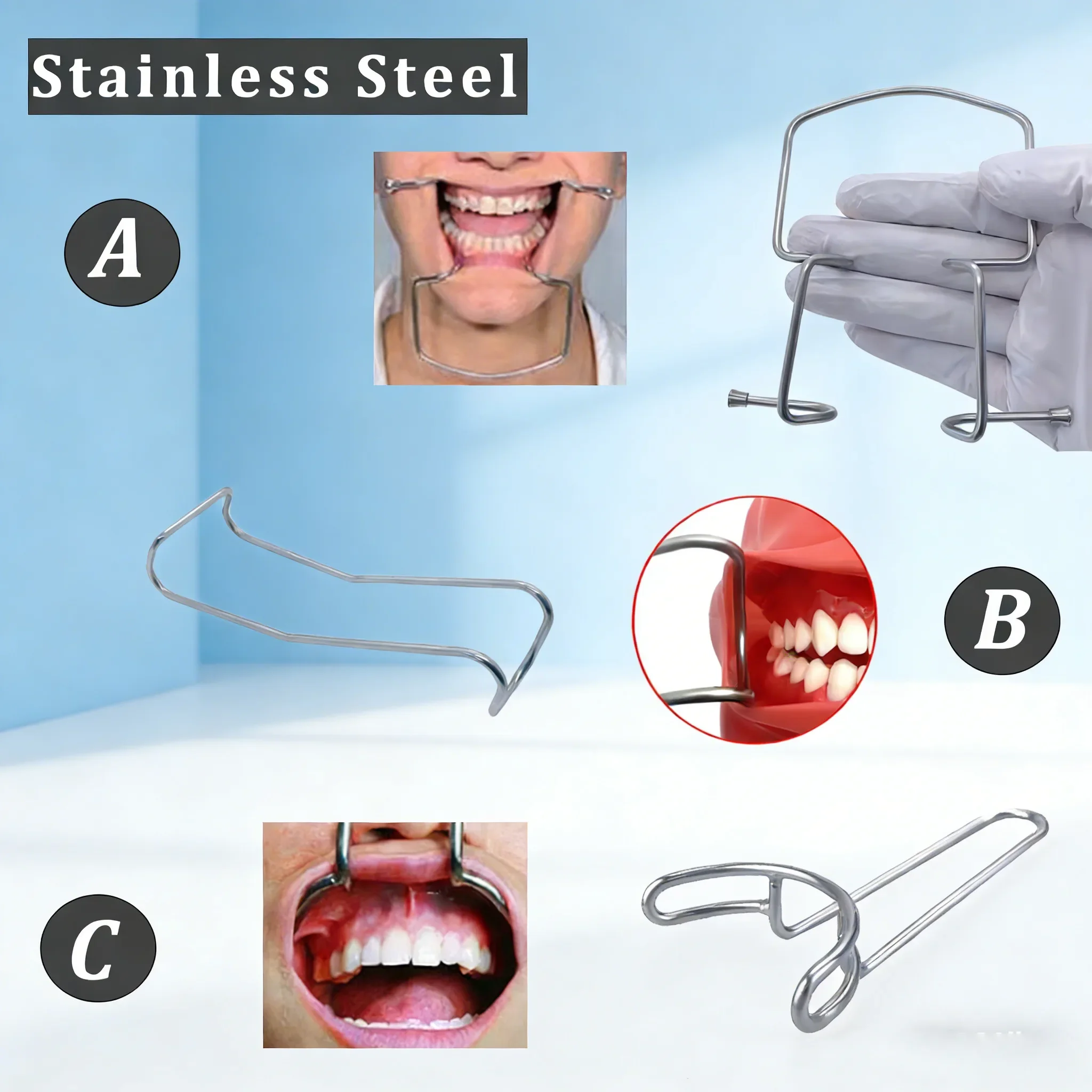 1pcs Stainless Steel Dental Lip Cheek Retractor Mouth Opener Orthodontic Tool for Dental Professionals