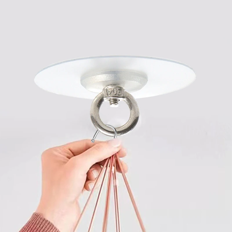 1/5/10PCS Stainless Steel Ceiling Hook Strong Self-adhesive Circular Screw Hook Flowerpot Hanging Ring Storage Decoration Hook view 2