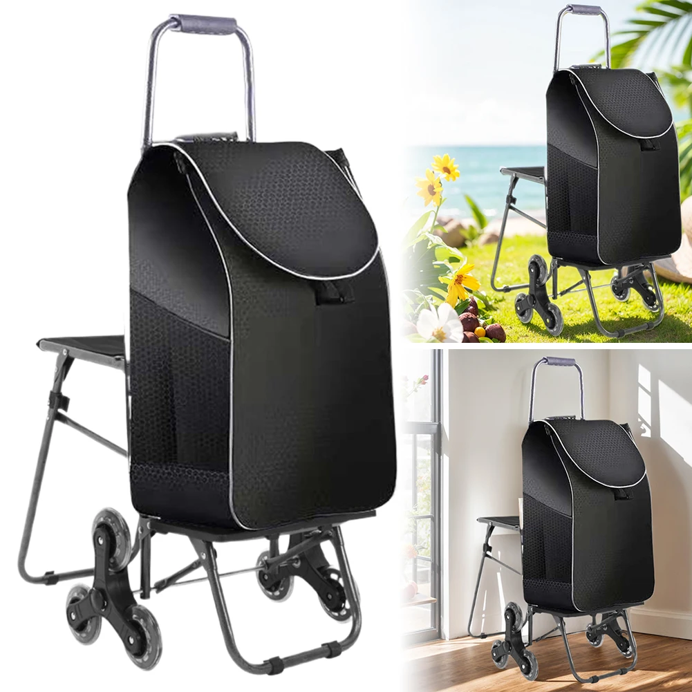 

Тележка для подъема по лестнице с водонепроницаемой сумкой и сиденьем, складная тележка для покупок, складная тележка для подъема по лестнице