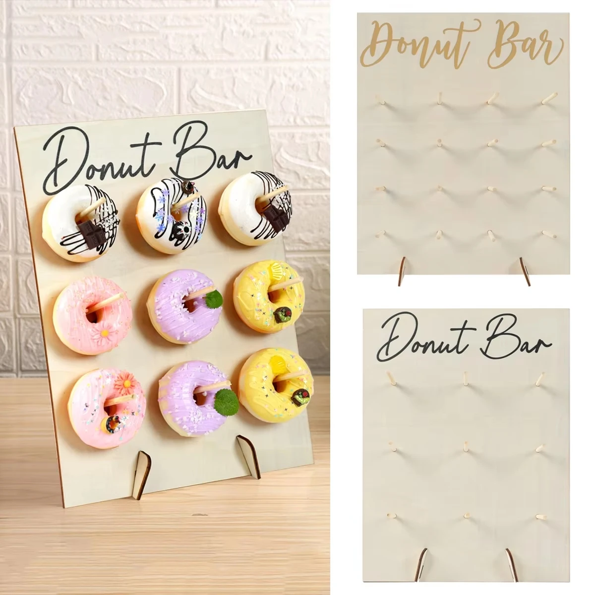 Donut Wall Display Donut stand for Parties Wooden Doughnut Stand Board for Donut Party Sweet Birthday Wedding Table Decorations