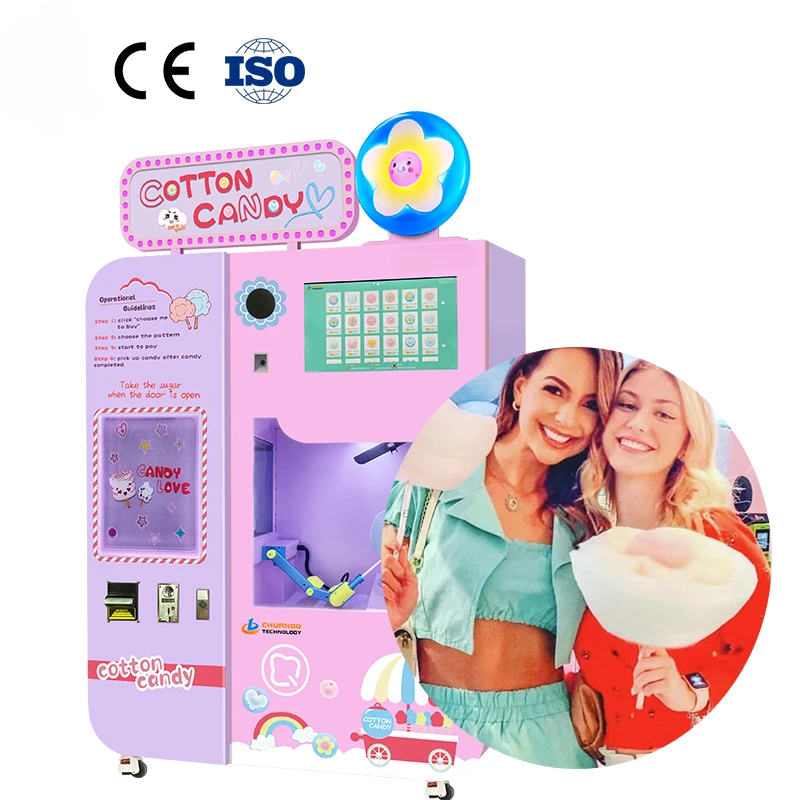 Fully Automatic Cleaning Quick Production Cotton Candy Machine Wholesale Commercial Candy Floss Vending Machine for Sale