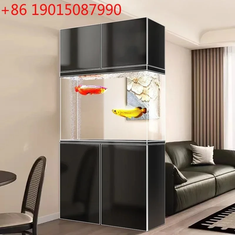 Intelligent pipe-less ultra-white glass fish tank, living room floor-to-wall partition, no water change53