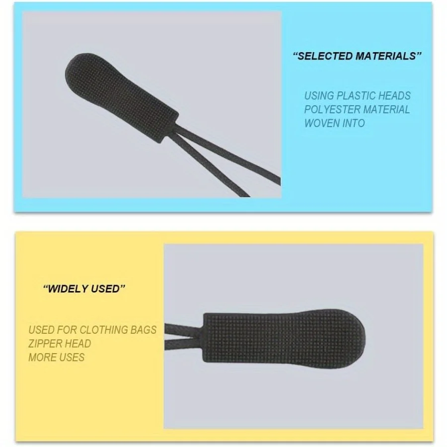 Black Zipper Pulls Replacement, 50PCS/100PCS Set