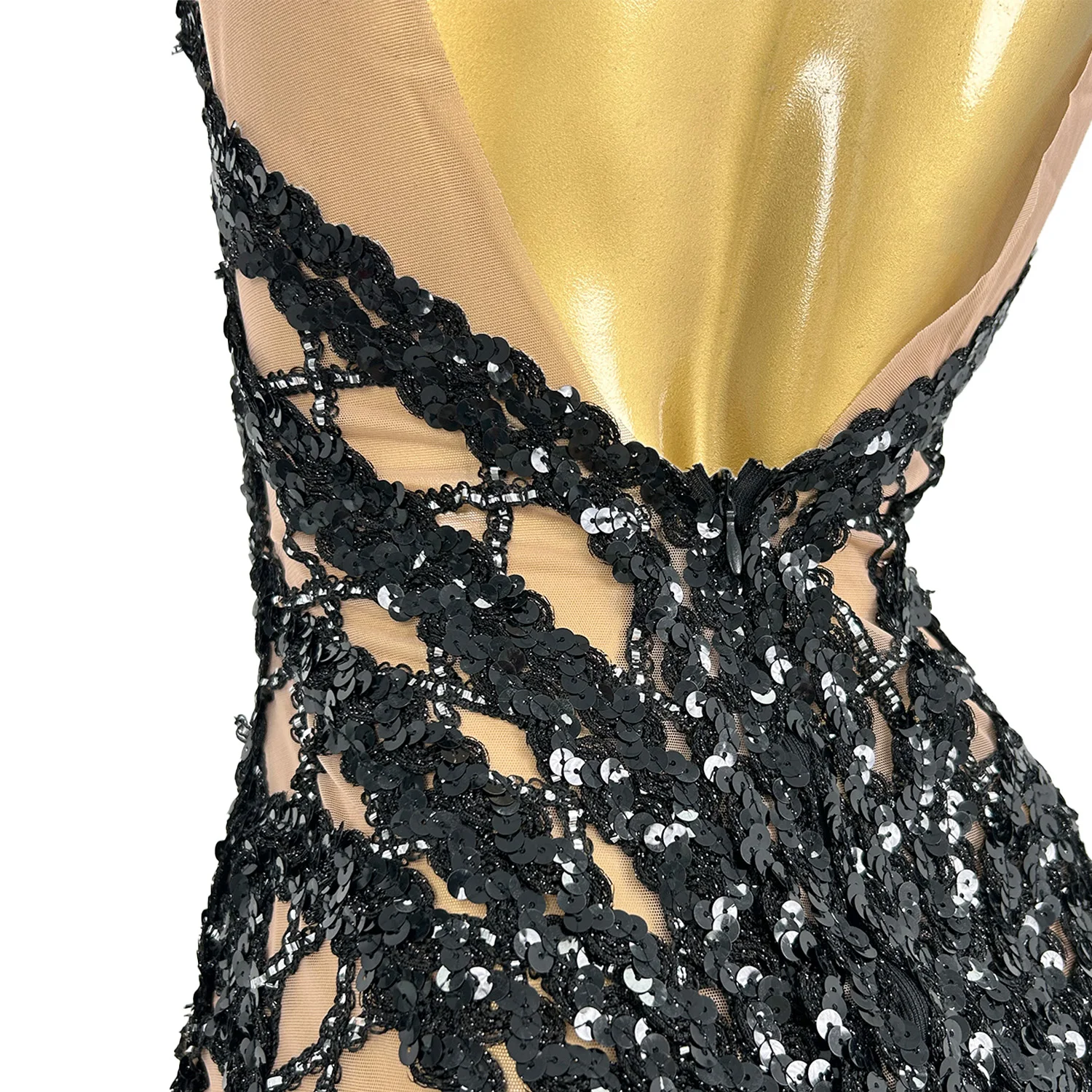 Sexy Transparent Rhinestones Black Sequins Bodycon Short Dress Women Party Celebriate Birthday Dress Show Stage Wear Heiyaoyao