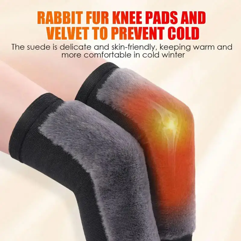

Winter Rabbit Fur Warm Knee Protector Sports Thickened Anti Cold Fleece Knee Protector Heat Storage Sports Leg Protector