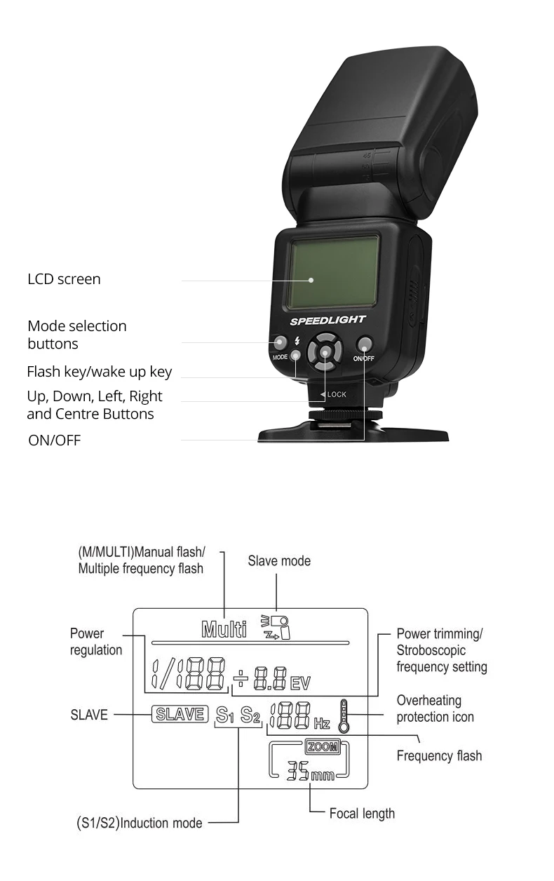 Ambitful AF970 Flash Light Speedlight Speedlite Universal for Fujifilm Nikon Ca