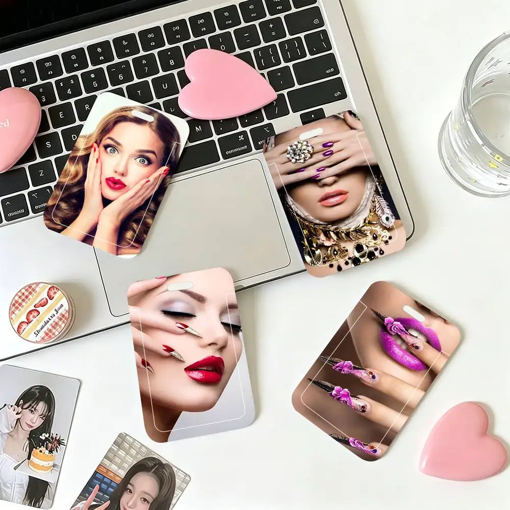 1pc Beauty Salon Nail Shapes Guide ID Card Sleeve School Card Access ID Card Bus Meal Card Protective Sleeve Easy Push