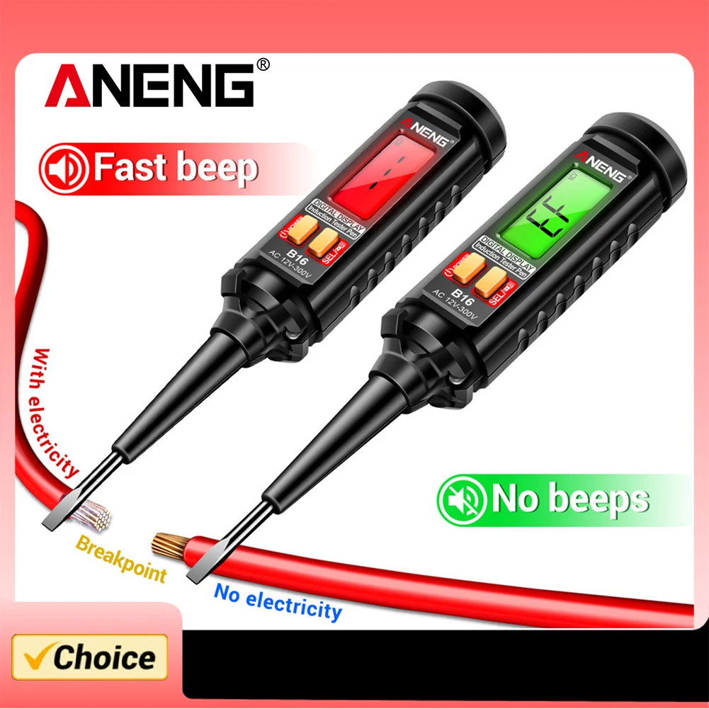 

ANENG B16 Non-Contact 12V-300V Voltage Detector NCV Tester Pen Test Meter Light Bulb Car Diagnostic Breakpoint Finder Voltmeter